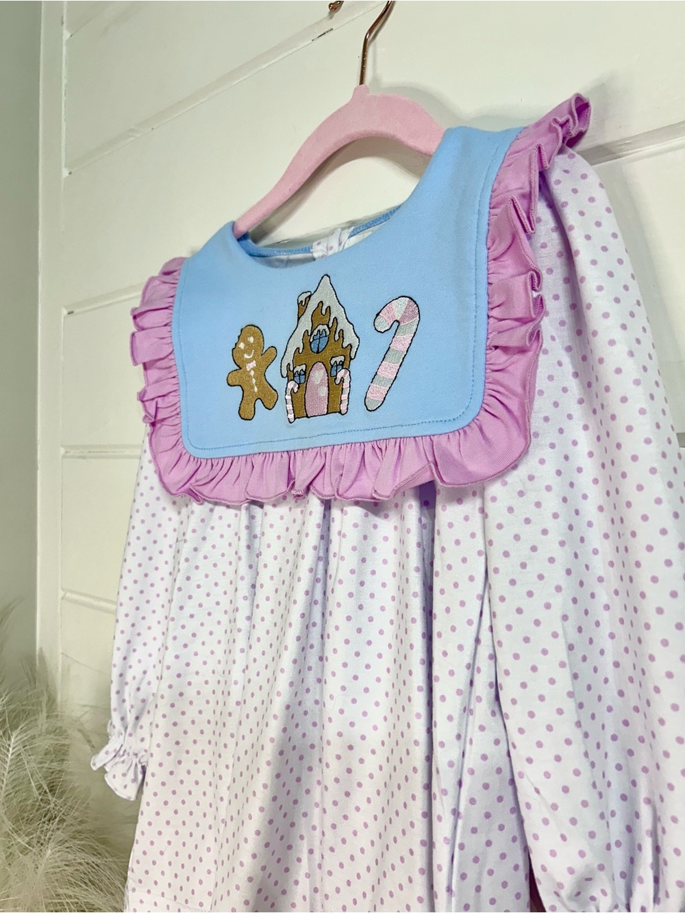 Children's Pink & Blue Ruffle Bib Collar Dress